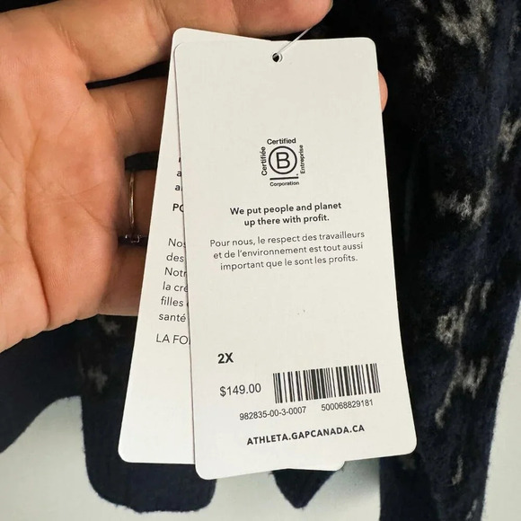 Athleta Hawthorn Textured Wool Blend Animal Print Pullover Blue 2X - Picture 6 of 10